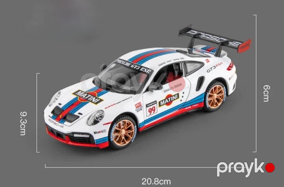 Oyuncaq avtomobil Porsche 911 GT3, ölçü 1:24, metal, ağ — Mallar, Bakı (2)