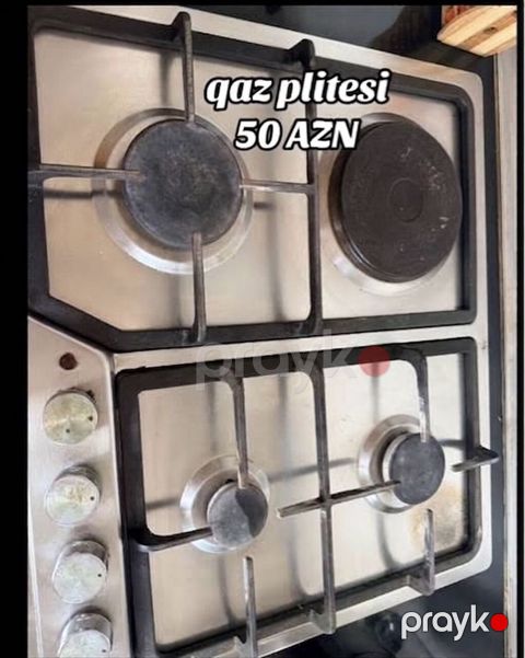 Qaz plitəsi – 50 AZN - 4 ocaqlı qaz plitəsi - Paslanmayan polad səth — Sumqayıt