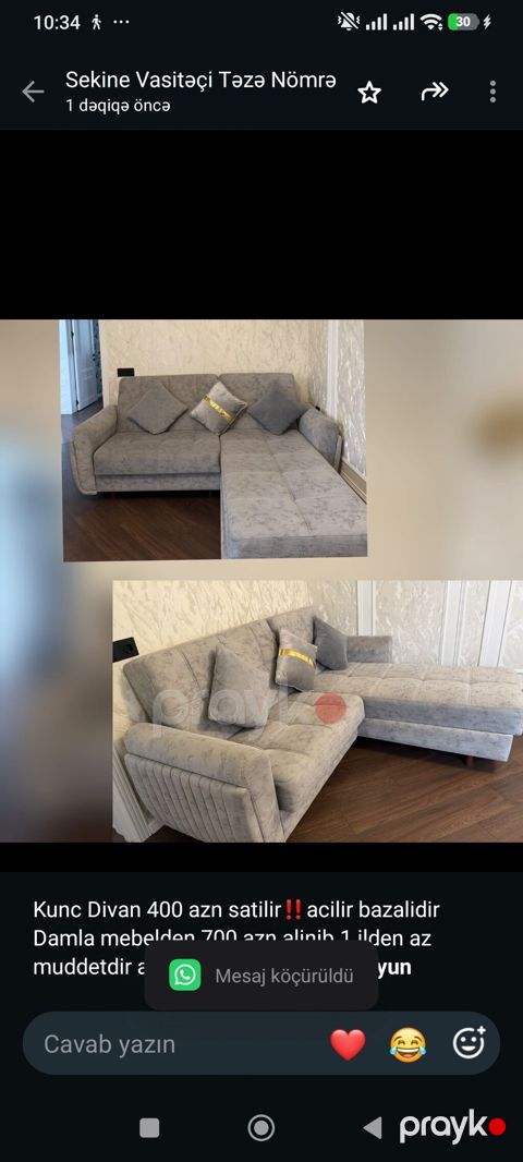 Kunc Divan 400 azn satilir‼ acilir bazalidir Damla mebelden 700 azn — Bakı