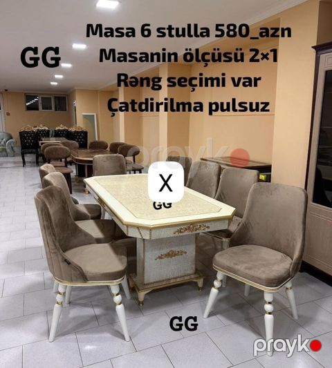 Masa və 6 stul dəsti - Qiymət: 580 AZN (masa + 6 stul) - Masanın — Bakı