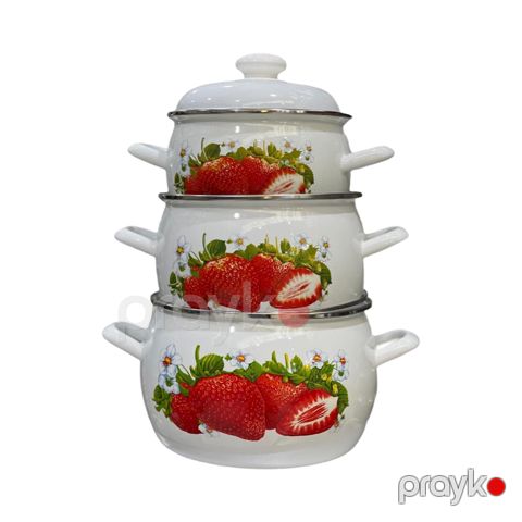 Qazan dəsti SHA-00002922, minalı örtük, ağ, 2 l/ 3.5 l/ 5 l — Bakı