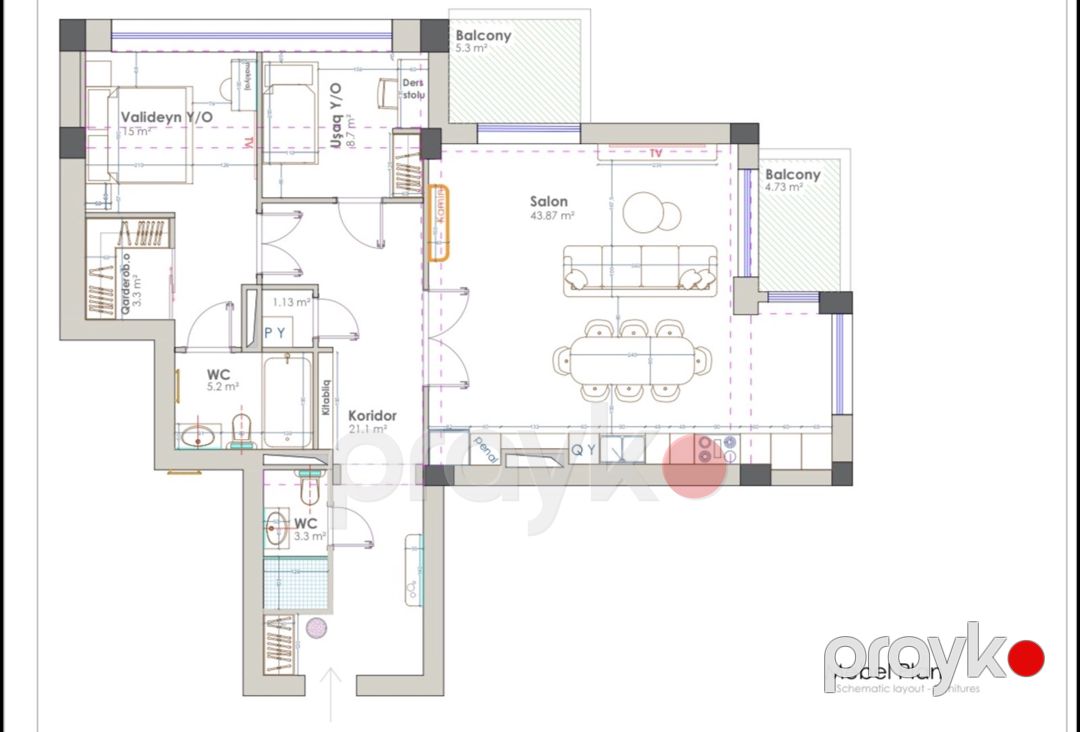 Satılır 3 otaqlı yeni tikili 128.8 m² — Mənzil, Bakı (3)