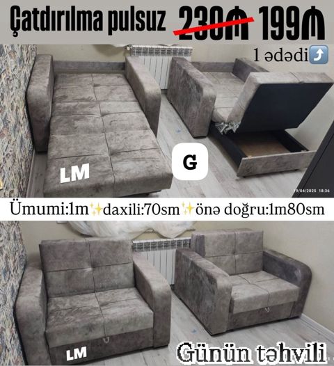 Geniş funksiyalı kreslo‑çarpayı - Model: gündəlik istifadəyə uyğun — ucuz.mebel — Armchairs