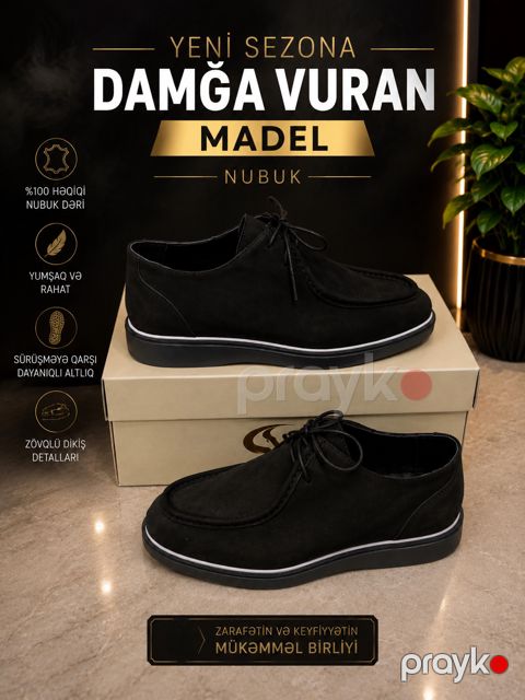 Kişilər üçün klassik ayaqqabı 2670833, qara, nubuk, ölçü 44 — Bakı