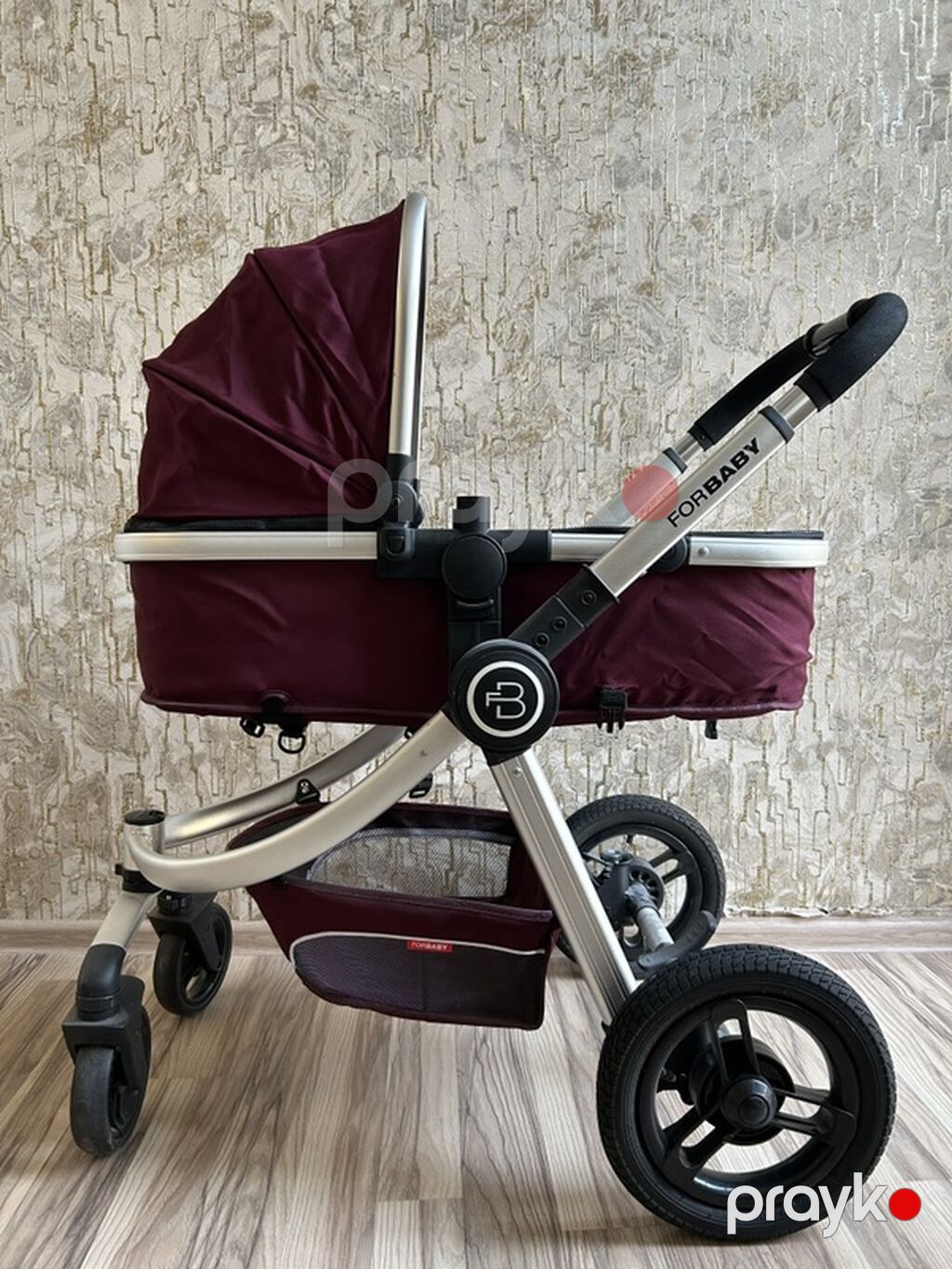 Uşaq arabası – ForBaby markası, bənövşəyi/bordo rəng. - Çərçivə — Arabalalar, Gəncə (2)