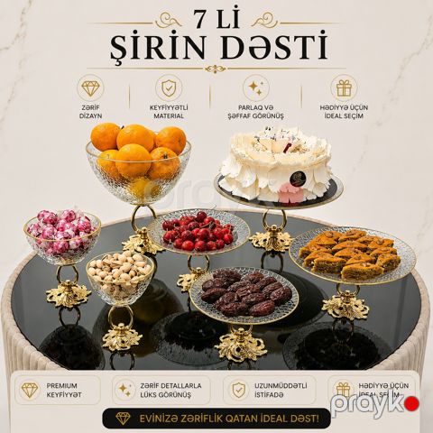 Dəst 1717, şüşə, şəffaf, 7 parça — Bakı