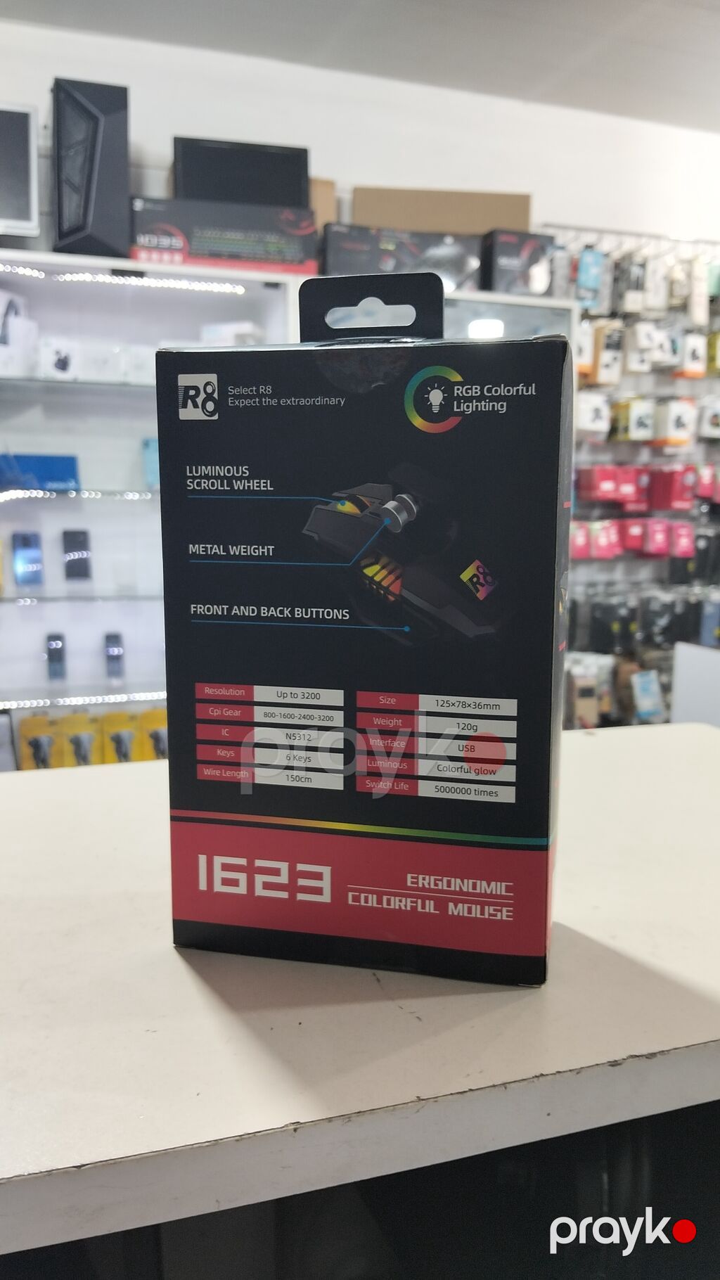 R8 1623 oyun/iş siçanı - Ergonomik dizayn, rəngli RGB işıqlandırma — Klaviaturalar və siçanlar, Bakı (2)