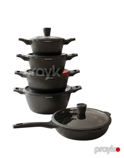 Qazan dəsti Handi Cook 6733, qranit, 20/24/28/32 sm, tava, qazan, qapaq — Bakı