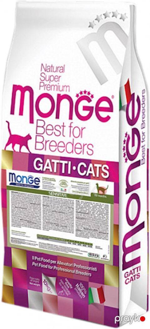 Tam dəyərli quru yem Monge Sensetive Best for Breeders Chicken, həssas pişiklər üçün, toyuqla, 10 kq — Bakı