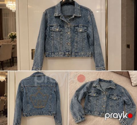Qadınlar üçün qısa denim gödəkçə - Material: 100% denim — Bakı