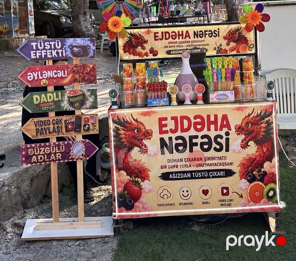 “Ejdəha Nəfəsi” duman çıxaran şirniyyat köşkü və avadanlıqları Hazir — Hazır konstruksiyalar, Oğuz (2)