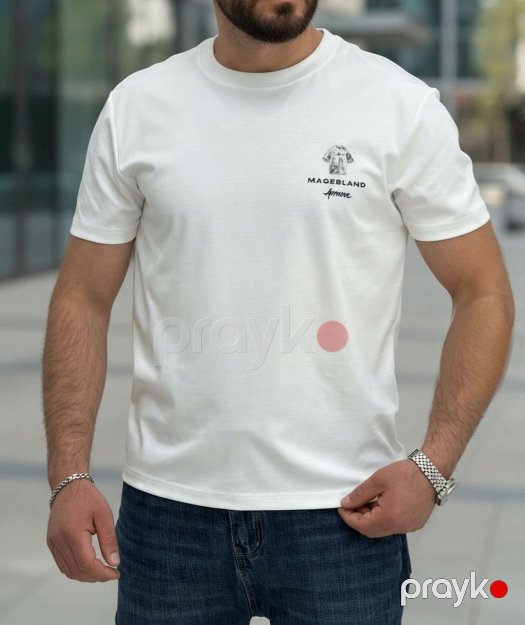 Kişilər üçün futbolka TCS_3733, ağ, pambıq, ölçü XL — Mallar, Bakı (2)