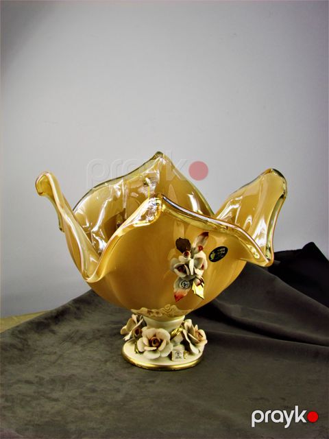 Meyvə qabı Murano Tulipano 3800HNY, bərkidilmiş şüşə, bej, 30x37 sm — Bakı