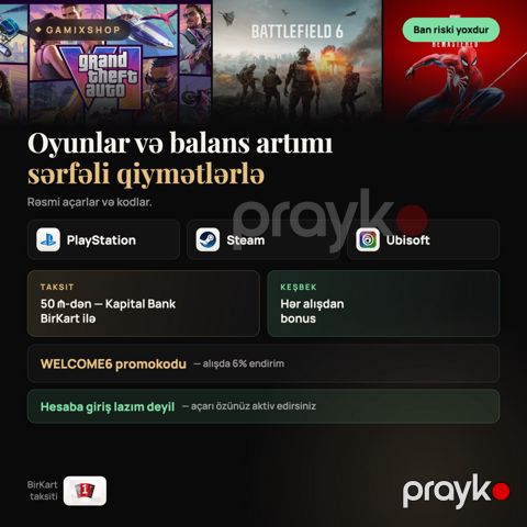 Steam və PlayStation oyun açarları — Bakı