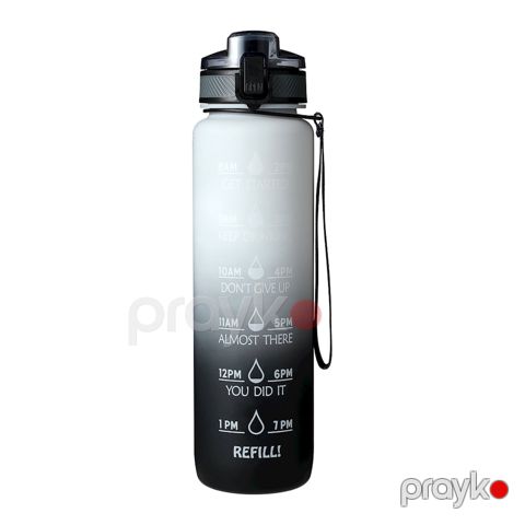 İdman su qabı Miniso Gradient Series Cool Water Bottle with Strap for Sports Black & White, 1000 ml — Bakı