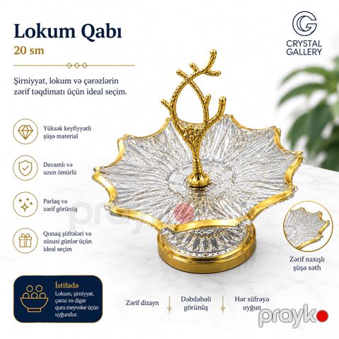 Şirniyyat üçün qab Crystal Gallery, Şüşə, 1 bölmə — Bakı