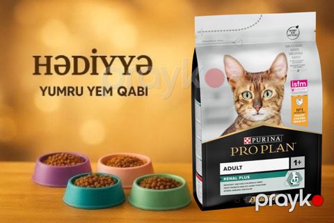 Quru yem Purina Pro Plan Original Adult yetkin pişiklər üçün, toyuq əti ilə, 10 kq + Yem qabı Hədiyyə — Bakı