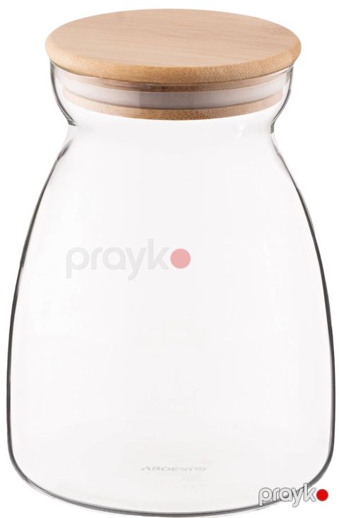 Saxlama bankası Ardesto Fresh Hourglass AR1311BH, 1100 ml, şüşə/bambuk, şəffaf — Bakı