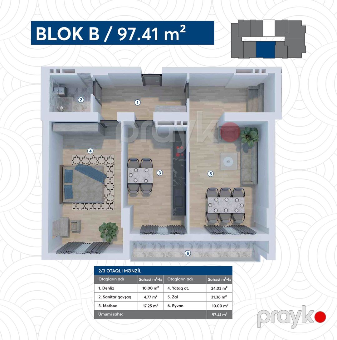 Satılır 3 otaqlı yeni tikili 97.4 m² — Mənzil, Bakı (12)