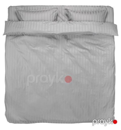 Yataq dəsti Jysk Nell, birtonlu, yorğan üzü 200x220 sm, mələfə 240x260 sm, ikinəfərlik, satin/pambıq, açıq boz — Bakı