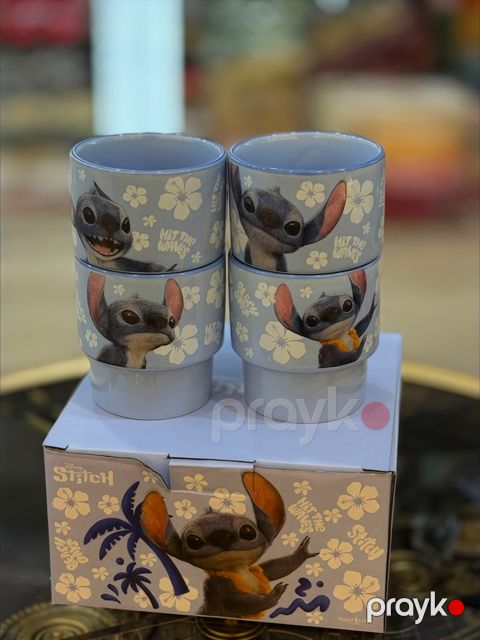 Fincan dəsti Stitch, keramika, mavi, 200 ml, 4 əd — Bakı