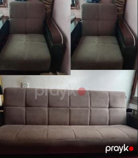 Qəhvəyi rəngli çevrilən divan-kreslo - Model: 3 hissəli transformasiya — Xırdalan