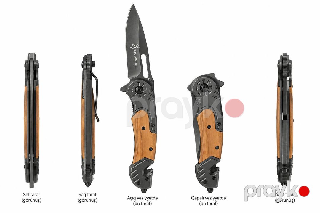 Bıçaq Browning, Qatlanan, Kəsmə üçün, Paslanmayan polad/Metal/Taxta — Mallar, Bakı (2)