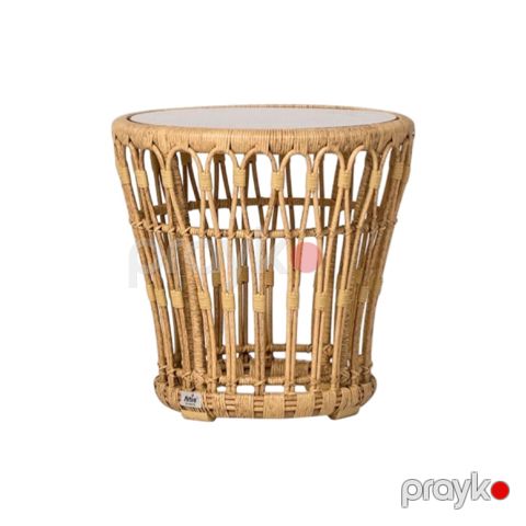 Bağ yan masa Artie A182D2, metal karkas, təbii peacock weave wicker, 50x50x50 sm — Bakı