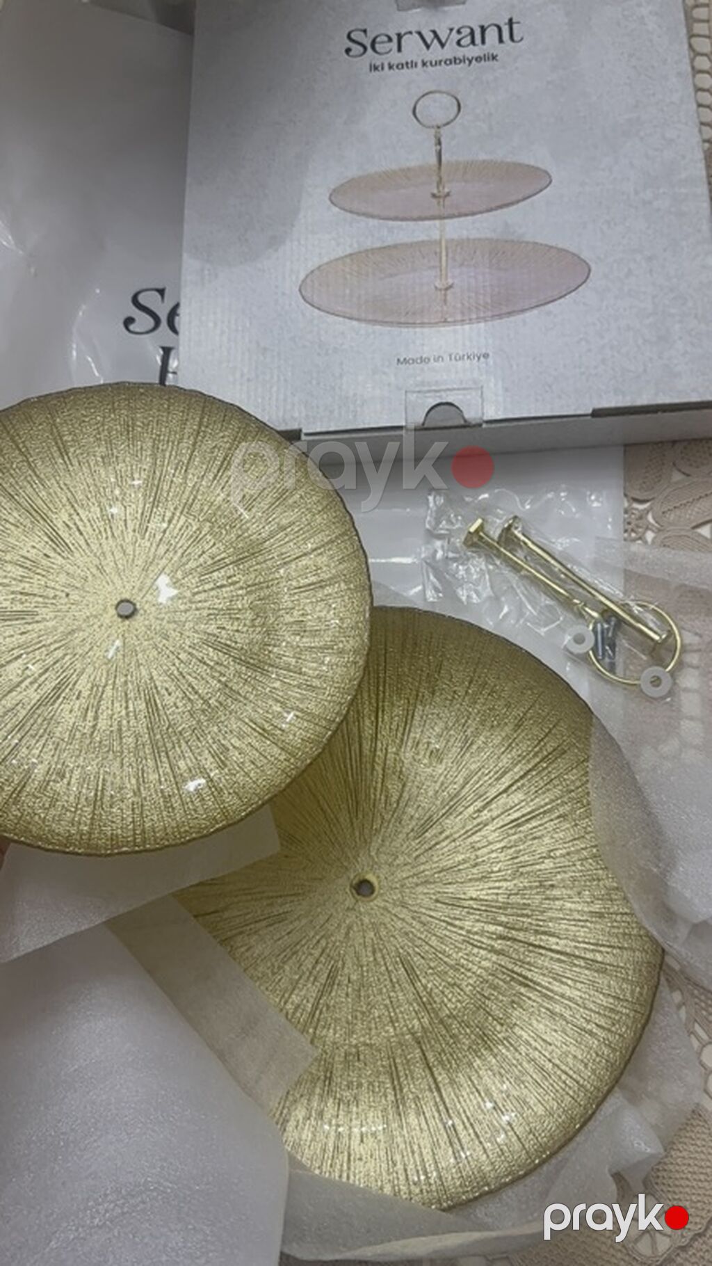 Tort və şiriniyyat qabı, rəng - Qızılı, Şüşə, Türkiyə — Süfrə qabı, Bakı (3)