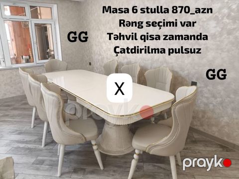 Yemək otağı dəsti – masa və 6 ədəd stul - Qiymət: 870 AZN (masa + 6 — Bakı