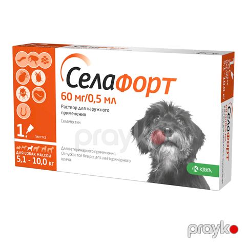 İtlər üçün damcılar Селафорт çəkisi 5.1 kq - 10 kq bire, gənə və qurdlar əleyhinə 1 pipet — Bakı