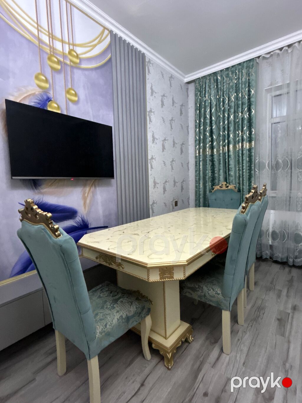 Qonaq otağı üçün, Yeni, Açılmayan, Dördbucaq masa, 8 stul — Masalar və stullar, Digah (3)