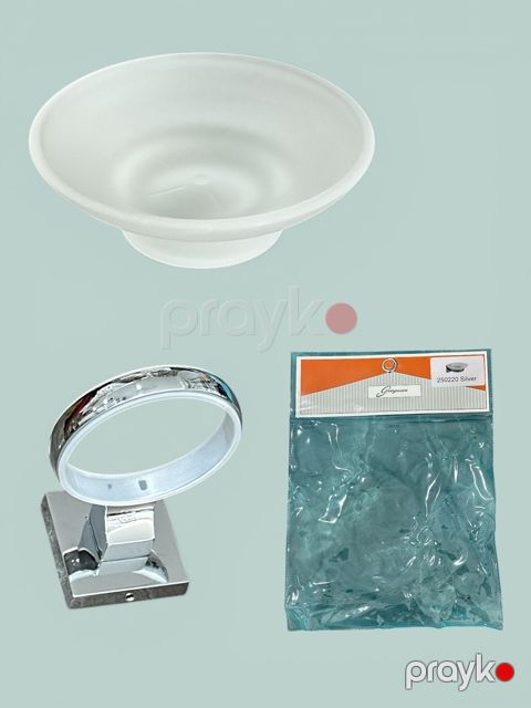 Sabun qabı 250220, metal, ağ/gümüşü — Bakı