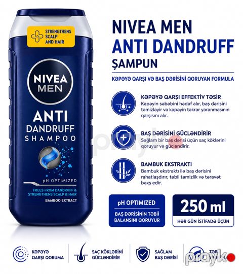 Şampun Nivea MEN Anti Dandruff, 250 ml — Bakı
