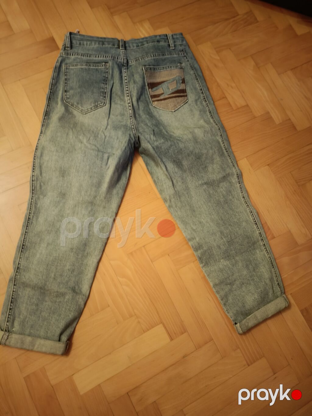 Boz-açıq mavi yuyulma effektli jeans şalvar.Xl ölçüdə. Səliqəli — Jins, Bakı (3)