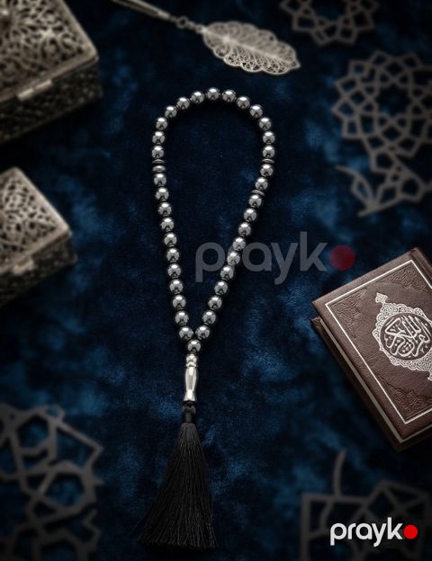 Təsbeh, təbii daş, gümüşü, 28 sm — Bakı