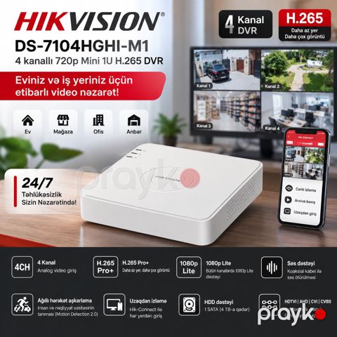 Hikvision 4 Kanallı DVR – kamera qeydiyyat cihazı — Bakı