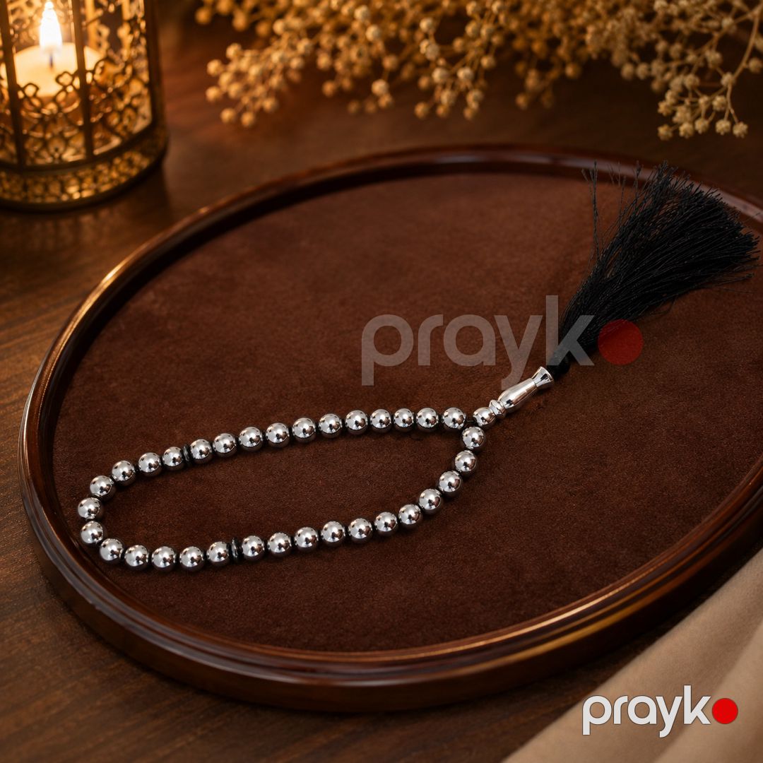 Təsbeh, təbii daş, gümüşü, 28 sm — Mallar, Bakı (2)