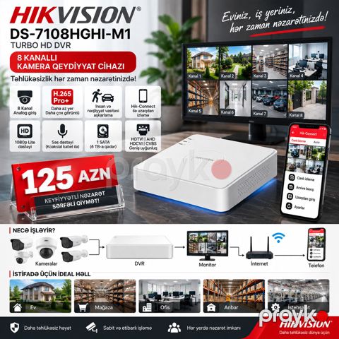Hikvision DS-7108HGHI-M1 – 8 Kanallı Kamera Qeydiyyat Cihazı — Bakı