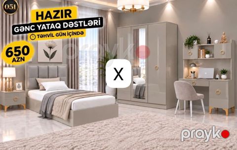 Hazır gənc yataq dəsti – 650 AZN Komplekt: tək nəfərlik çarpayı