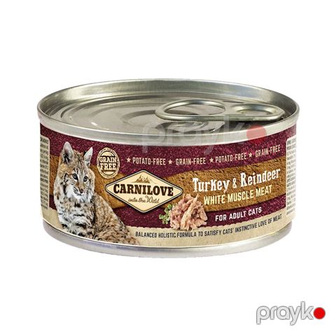 Pişiklər üçün konserv Carnilove Turkey & Reindeer, hindtoyuğu və maral əti ilə, 100 qr — Bakı