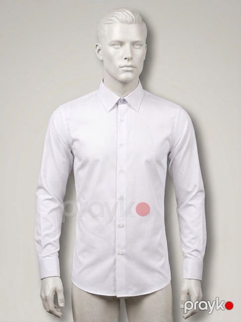 Kişi uzunqol köynəyi 12887, pambıq/polyester, ağ, ölçü S — Bakı