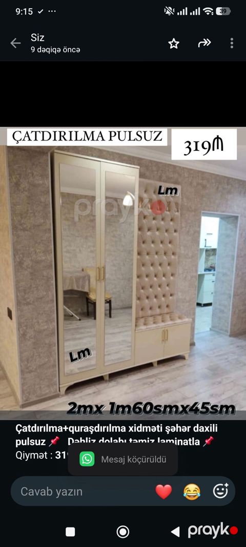 *Çatdırılma+quraşdırılma xidməti şəhər daxili pulsuz* *Dəhliz — Bakı