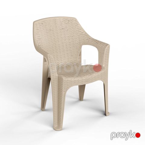 Bağ üçün stul Florya Garden, plastik, dəmir ayaqlar və çərçivə, kapuçino, 45x58x56x84 sm — Bakı