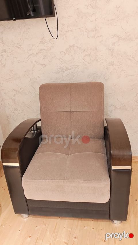 Künc divan və tək fauteuil dəsti - Rəng: kapuçino/boz-bej oturacaq və — Bakı