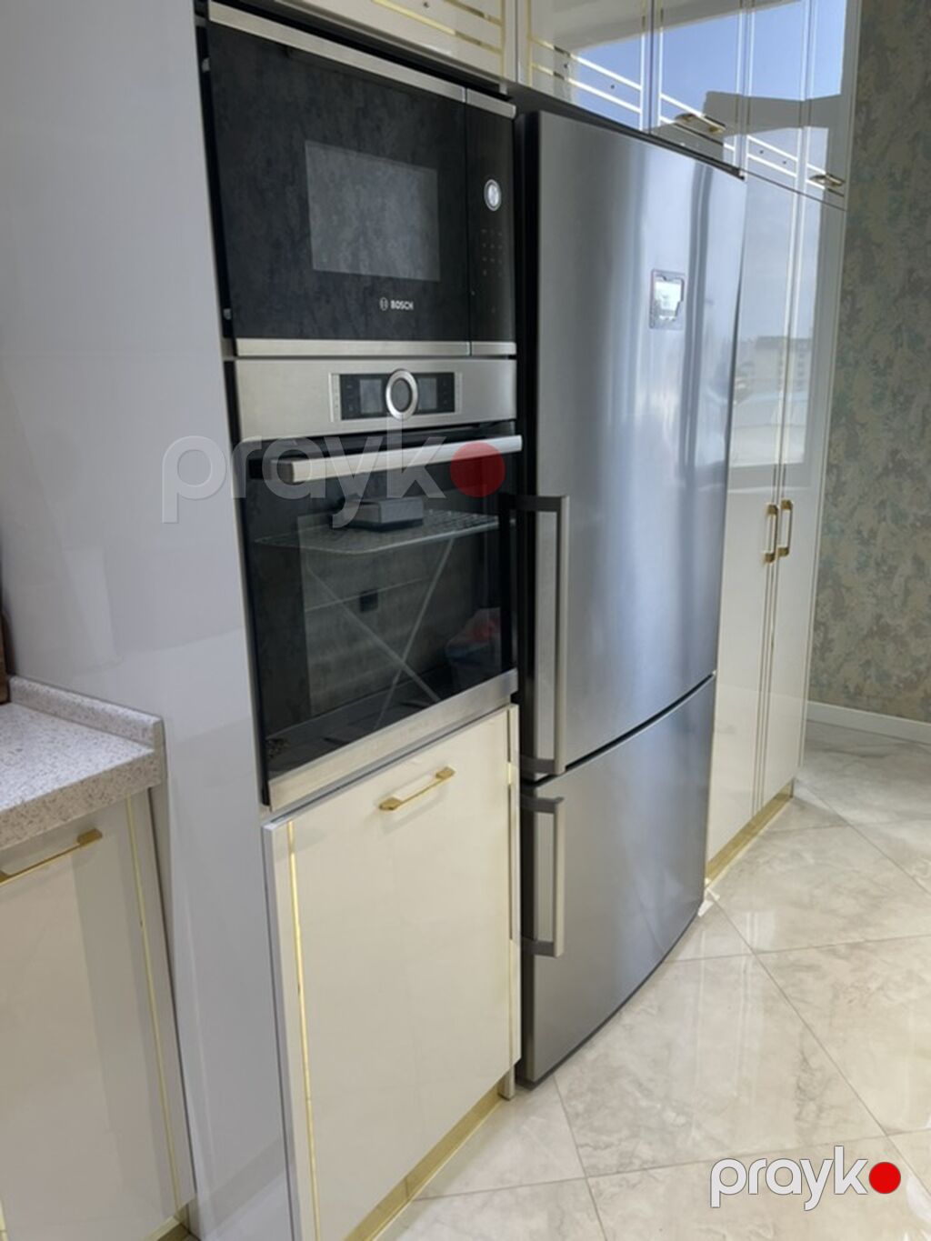 Sifarişlə mətbəx dəsti, Özü çəkən petlələr, Parlaq laminat — Mətbəx mobilyası, Bakı (2)