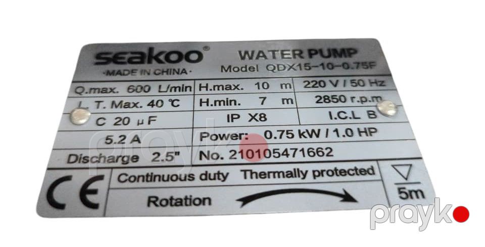Quyu nasosu Seakoo QDX15-10-0.75F — Mallar, Bakı (2)