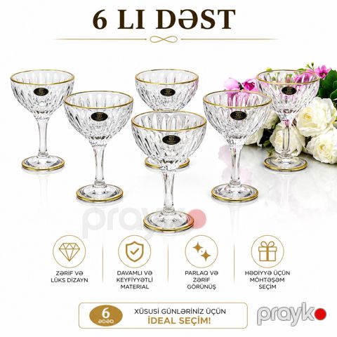 Dondurma qabı dəsti Crystal Gallery, 180 ml, 6 əd — Bakı