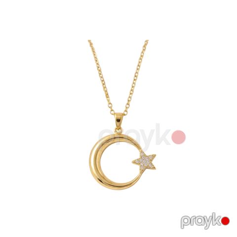 Qadınlar üçün kulonlu zəncir, Qızılı, Polad, 450 mm — Bakı