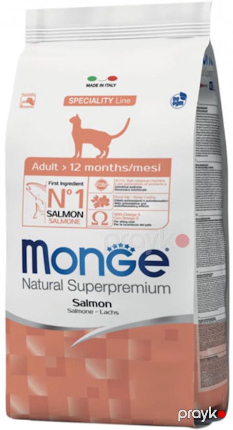 Tam rasion quru yem Monge Adult Natural Superpremium Salmon, yetkin pişiklər üçün, qəzəlbalıq ilə, 400 q — Bakı